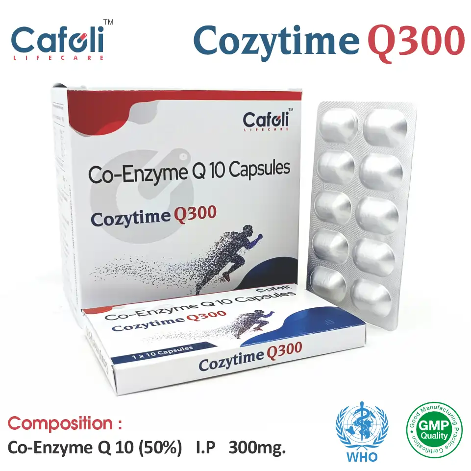 Coenzyme Q10 300mg Capsule at the best price in PCD Pharma Franchise for Nutritional Supplement, Antioxidant, Heart Health.